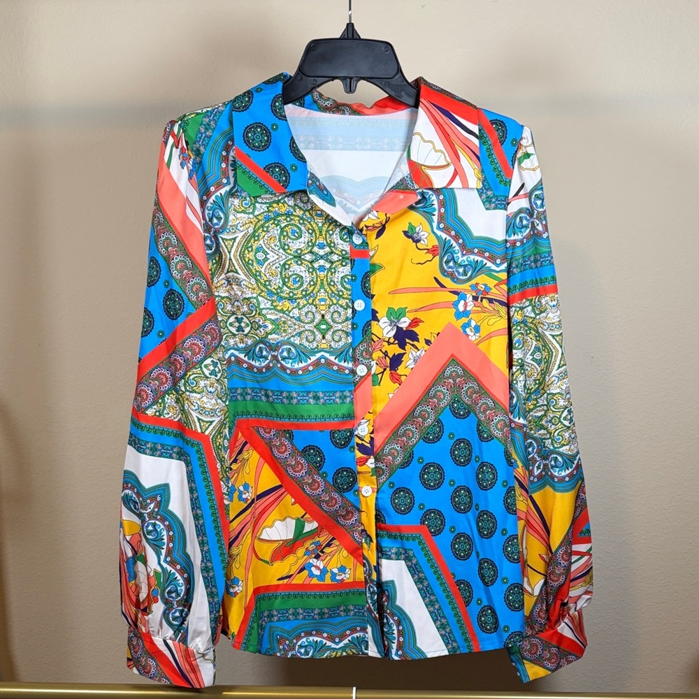 SHEIN Colorful Patterned Blouse